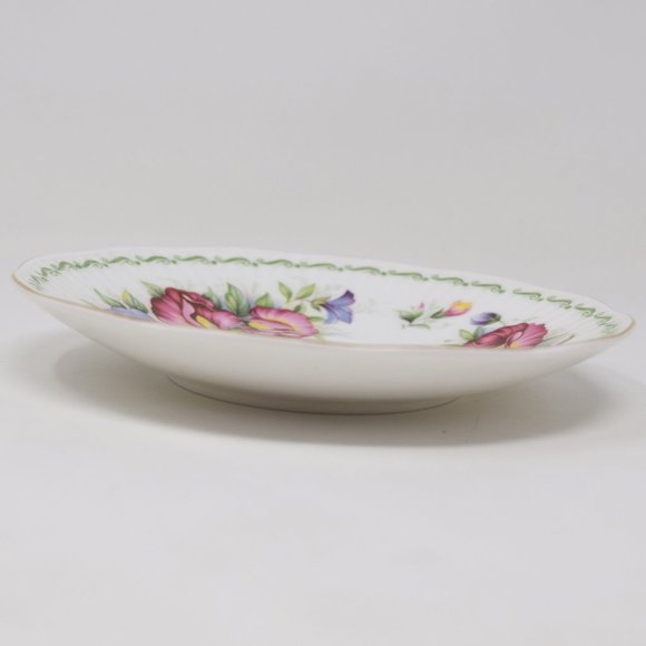 Rosina Queens Saucer Bone China Special Flowers Sweet Pea April England Floral - Picture 4 of 10